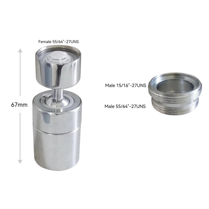 BOARNE Wide Angle Faucet Aerator,kitchen bathroom faucet nozzle aerator,faucet extender, 360 degree swivel dual flow sprayer for sink tap head, rotatable water splash filter (80 Angle) - Image 2